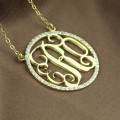Gold circle monogram initial necklace