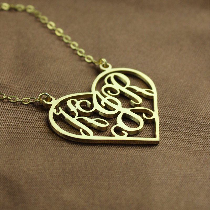 Gold monogram name necklace