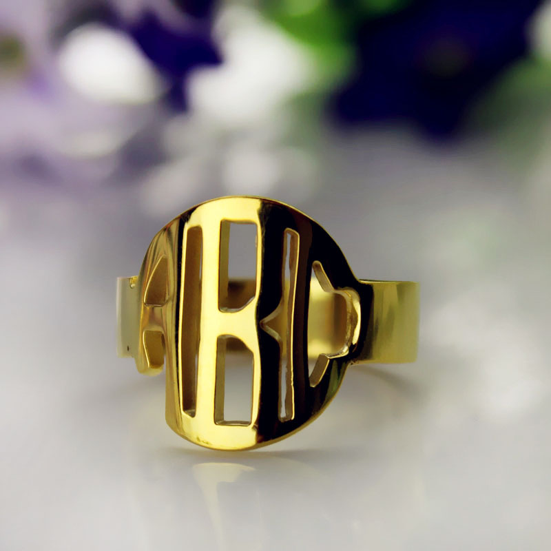 Gold Monogram Name Ring Gold monogram name ring