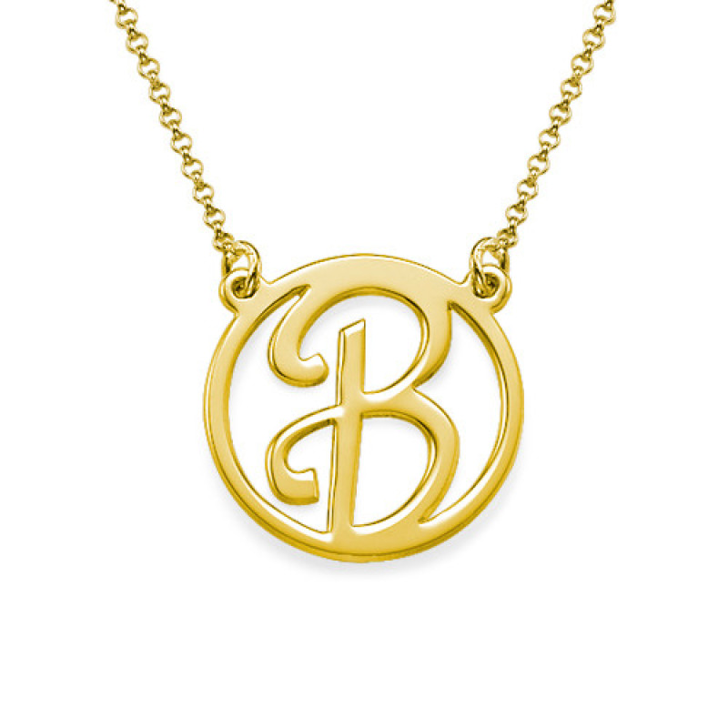 18k Gold Plated Cut-Out Initial Necklace Gold plated cut-out scripted initial pendant necklace
