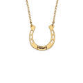 18ct gold plated engraved horseshoe necklace with personalised name detail