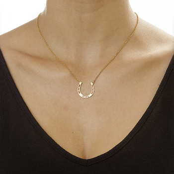 18ct Gold Plated Engraved Horseshoe Necklace 18ct Gold Plated Engraved Horseshoe Necklace