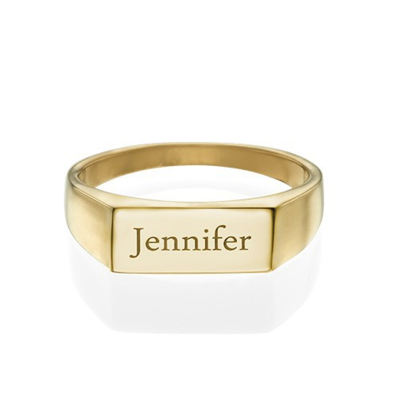 Gold Plated Engraved Signet Ring Gold plated engraved signet ring for personalised name or word engraving