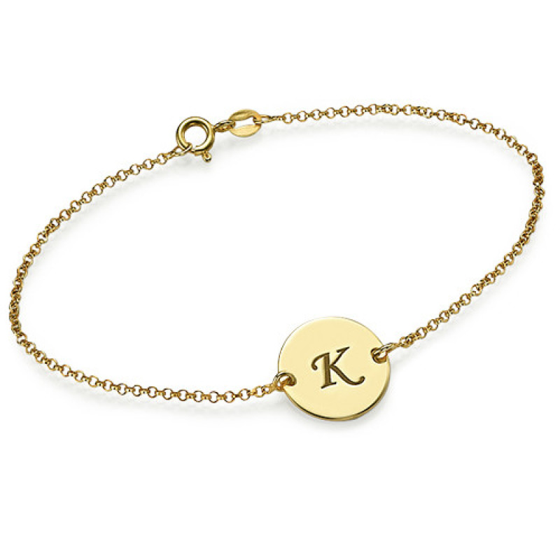 Engraved 18ct Gold Plated Disc Bracelet or Anklet Engraved gold plated initial disc bracelet or anklet