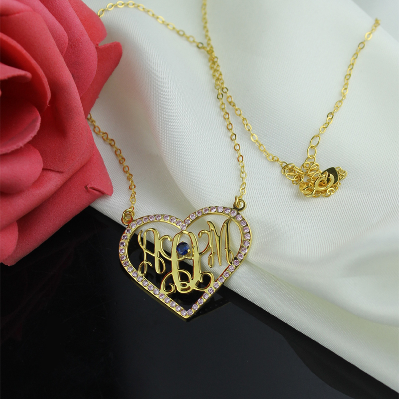 Gold-plated monogram initial necklace