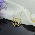 Gold-plated circle monogram necklace