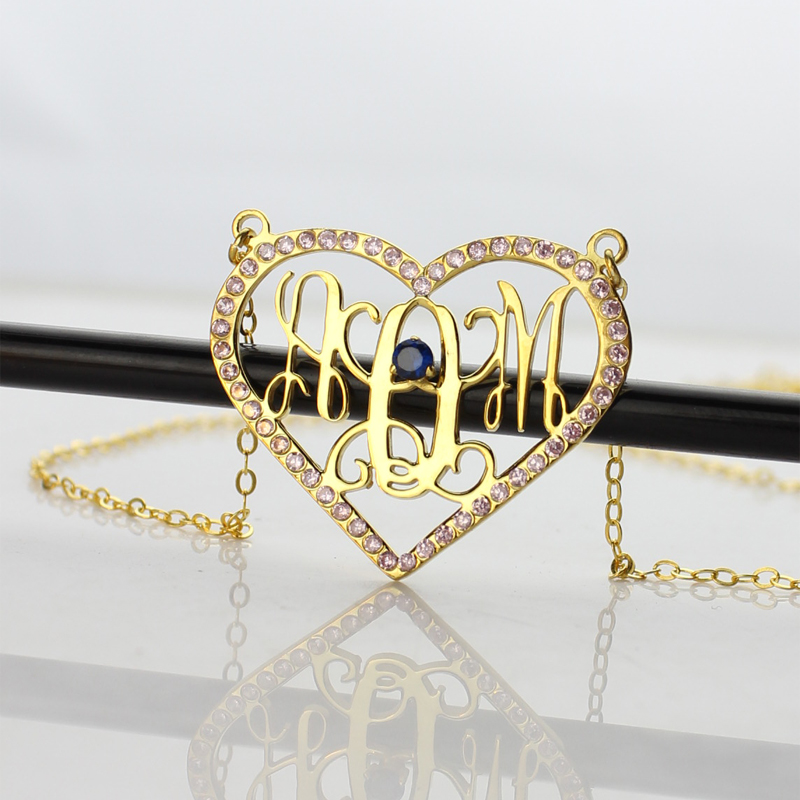 Gold-plated monogram necklace