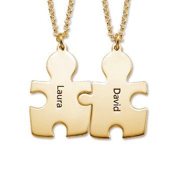 18CT Gold Plated Personalised Couple's Puzzle Necklace 18CT Gold Plated Personalised Couple's Puzzle Necklace