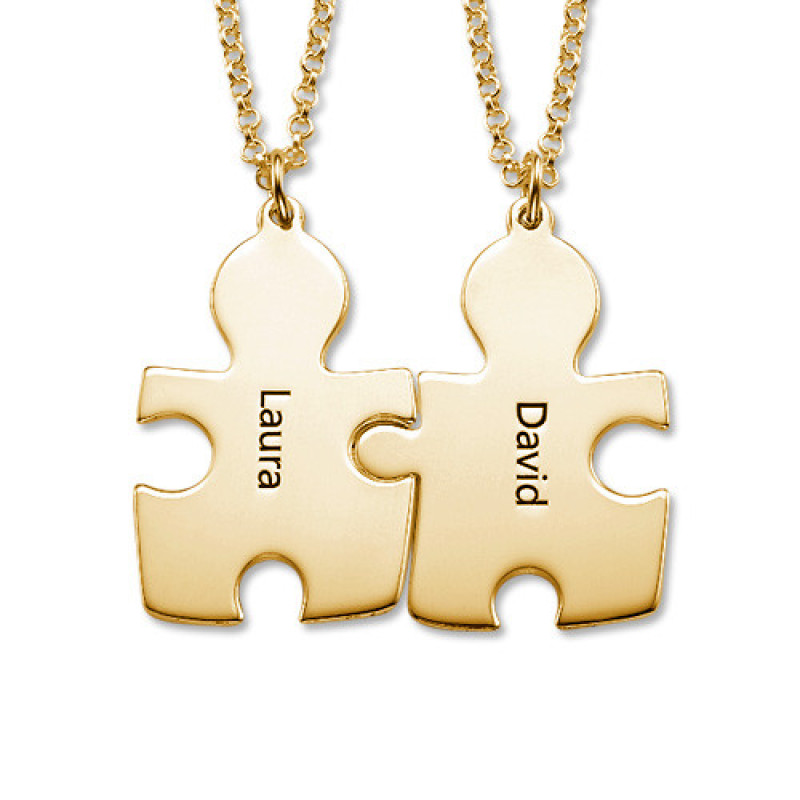 Personalised Gold-Plated Couple's Puzzle Necklace Personalised gold-plated couple's puzzle necklace