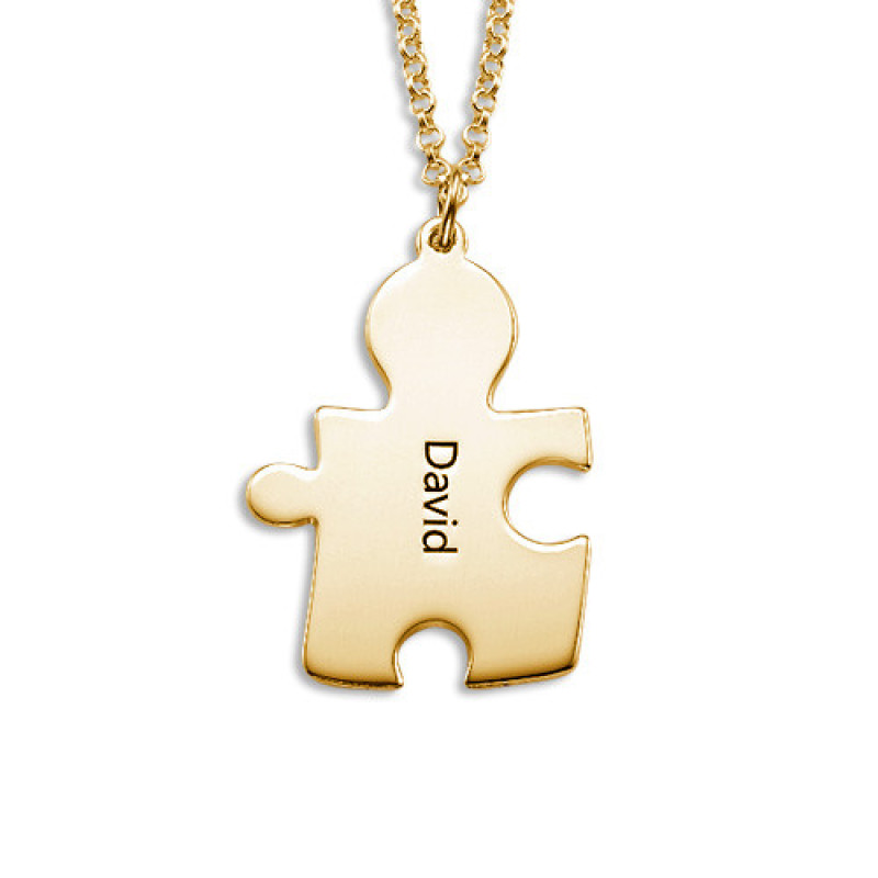 Gold-Plated Couple's Puzzle Necklace Detail Personalised gold-plated couple's puzzle necklace detail