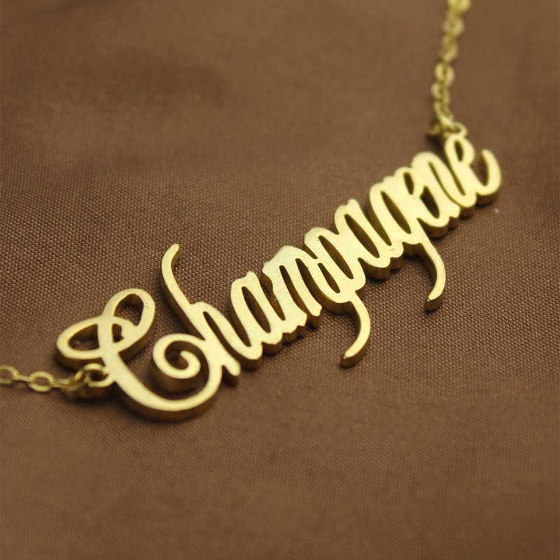 Gold script love necklace