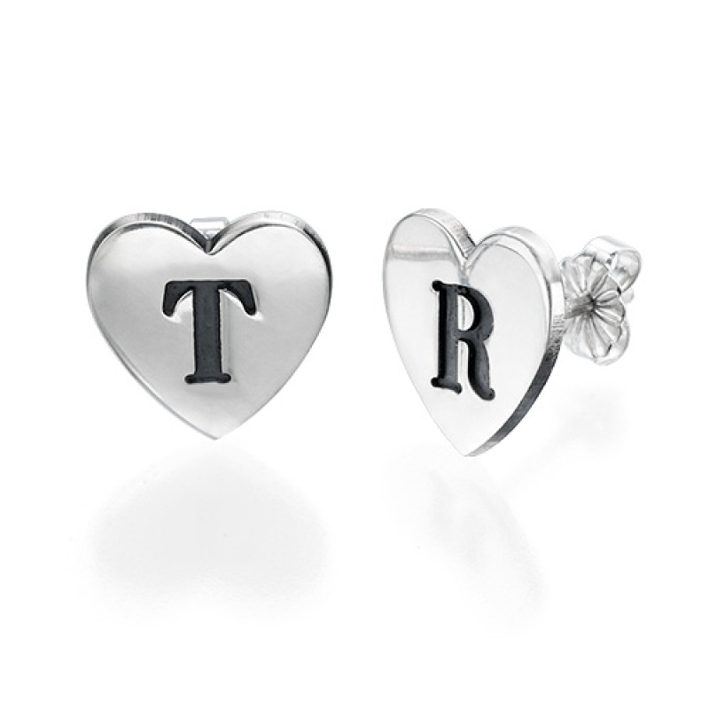 Heart Initial Earrings Heart initial earrings in a product image