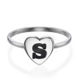 Heart initial ring in sterling silver