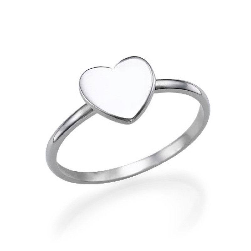 Heart initial ring in sterling silver