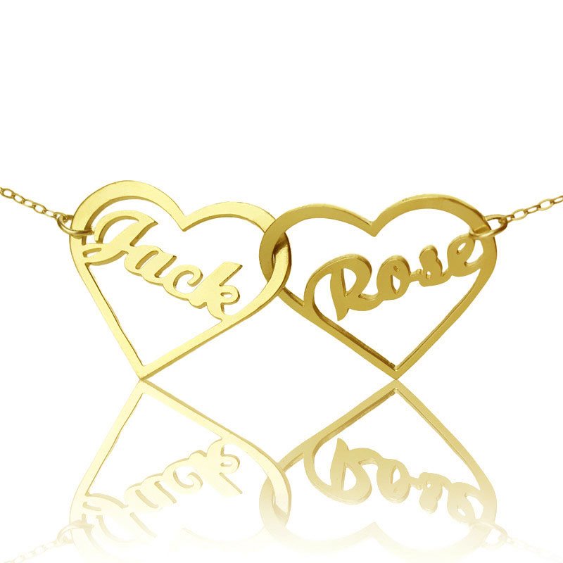 Double Heart Name Necklace Personalised double heart name necklace