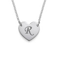 Sterling silver heart necklace with a capital initial in print font
