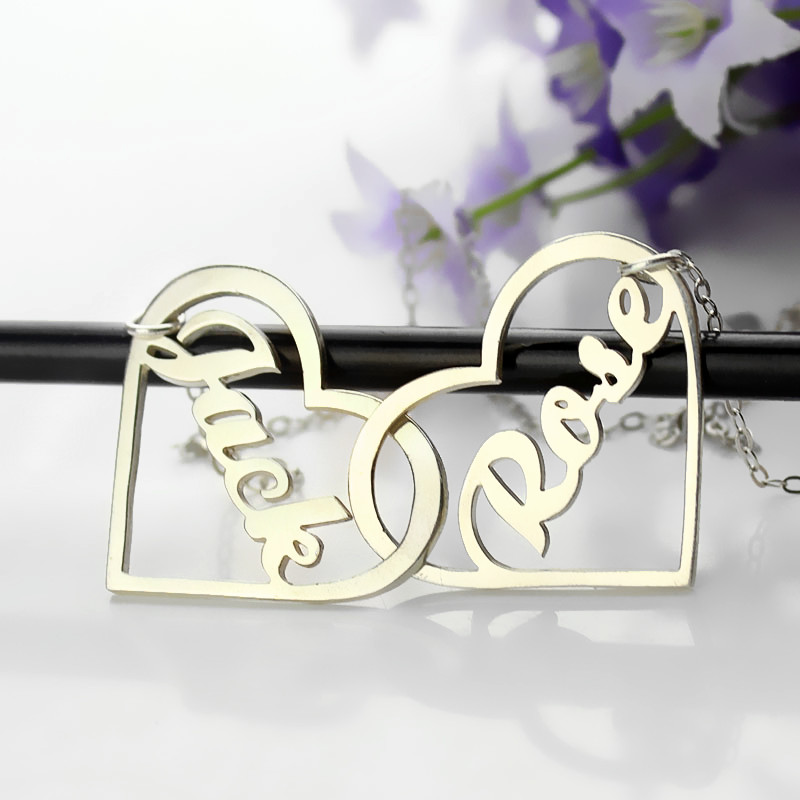 Double heart name necklace product image