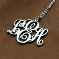 Vine Font Initial Monogram Necklace Detail Personalised vine font initial monogram necklace detail view