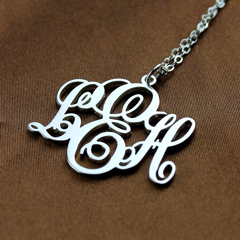 Vine Font Initial Monogram Necklace Personalised vine font initial monogram necklace product view