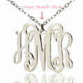 Personalised white gold monogram necklace detail image