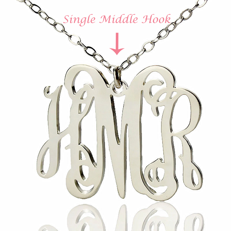 Personalised white gold monogram necklace detail image