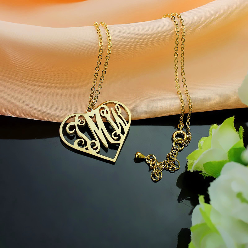 Personalised Heart Monogram Necklace Personalised heart monogram necklace product view