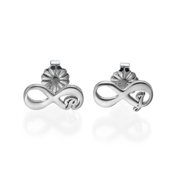 Infinity Stud Earrings with Initial Infinity Stud Earrings with Initial