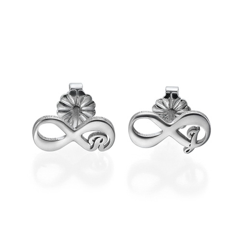 Infinity Stud Earrings with Initial Infinity stud earrings with optional initial, product view
