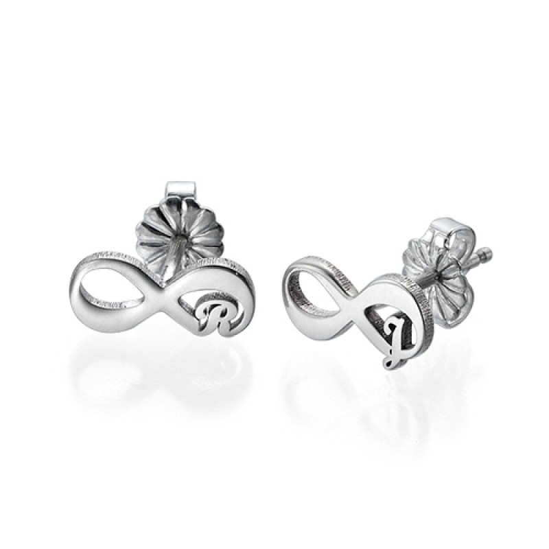 Infinity Stud Earrings with Initial Infinity stud earrings with optional initial, product view