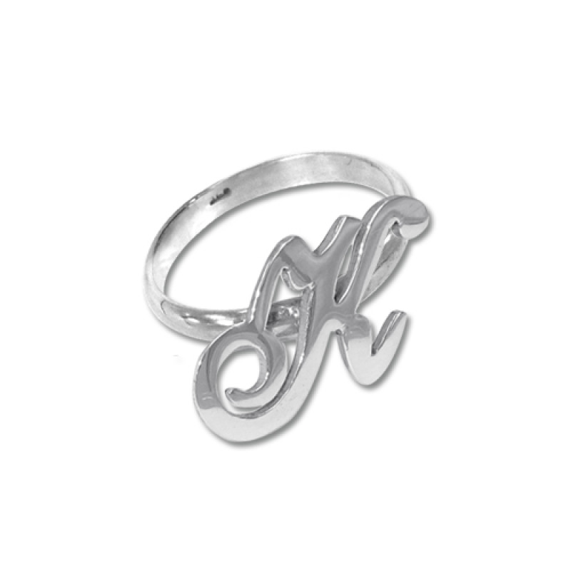 Sterling silver initial ring with a custom single-letter design