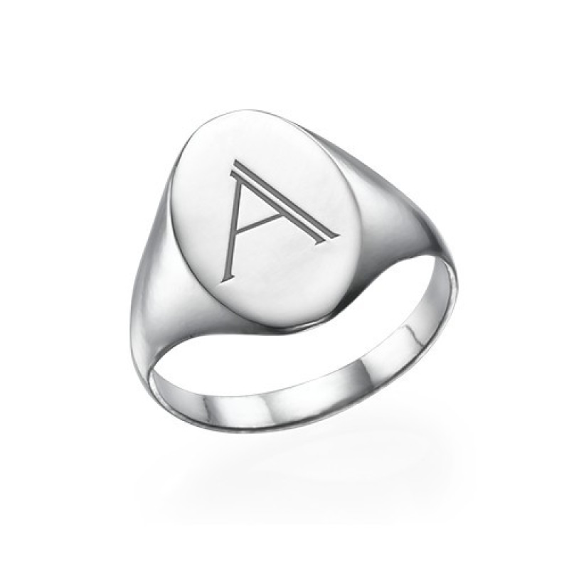 Initial Signet Ring in Sterling Silver Personalised initial signet ring