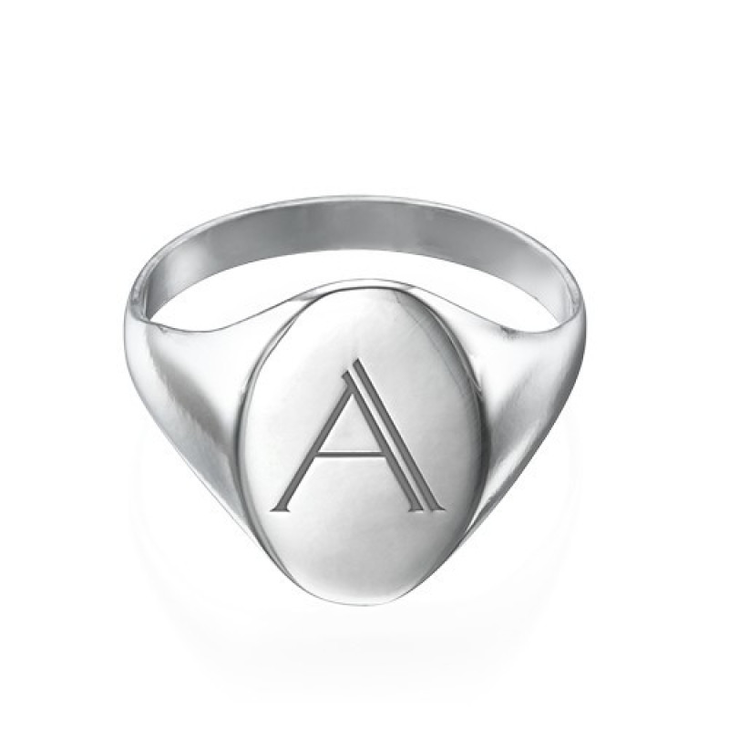 Initial Signet Ring in Sterling Silver Personalised initial signet ring