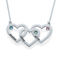 Intertwined Hearts Necklace with Birthstones Intertwined hearts necklace with engraved hearts and birthstones