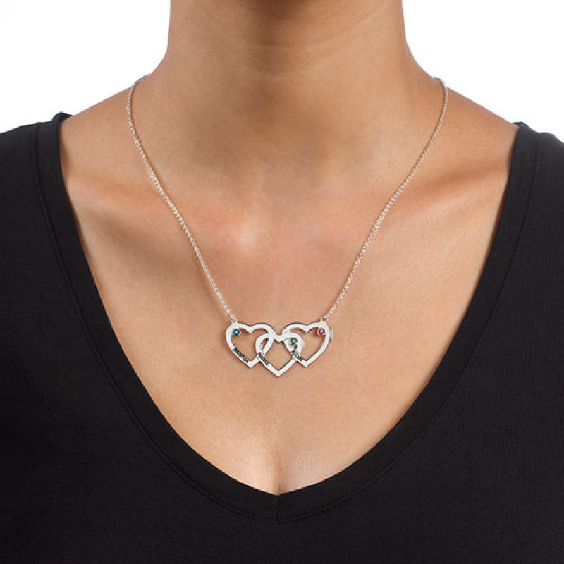 Intertwined Hearts Necklace with Birthstones Intertwined hearts necklace with birthstones