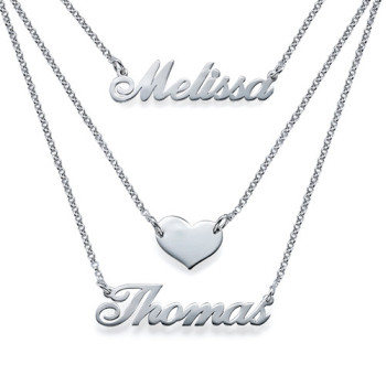 Layered Name Necklace in Sterling Silver Layered Name Necklace in Sterling Silver
