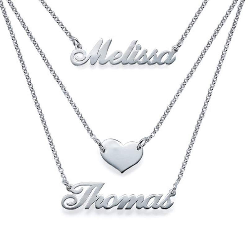 Layered personalised name necklace in sterling silver