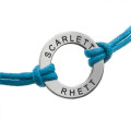 Personalised engraved coin bracelet or anklet with a leather-style cord