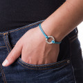 Personalised engraved coin bracelet or anklet with a leather-style cord