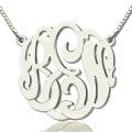 Hand-painted custom large monogram necklace with scripted initials