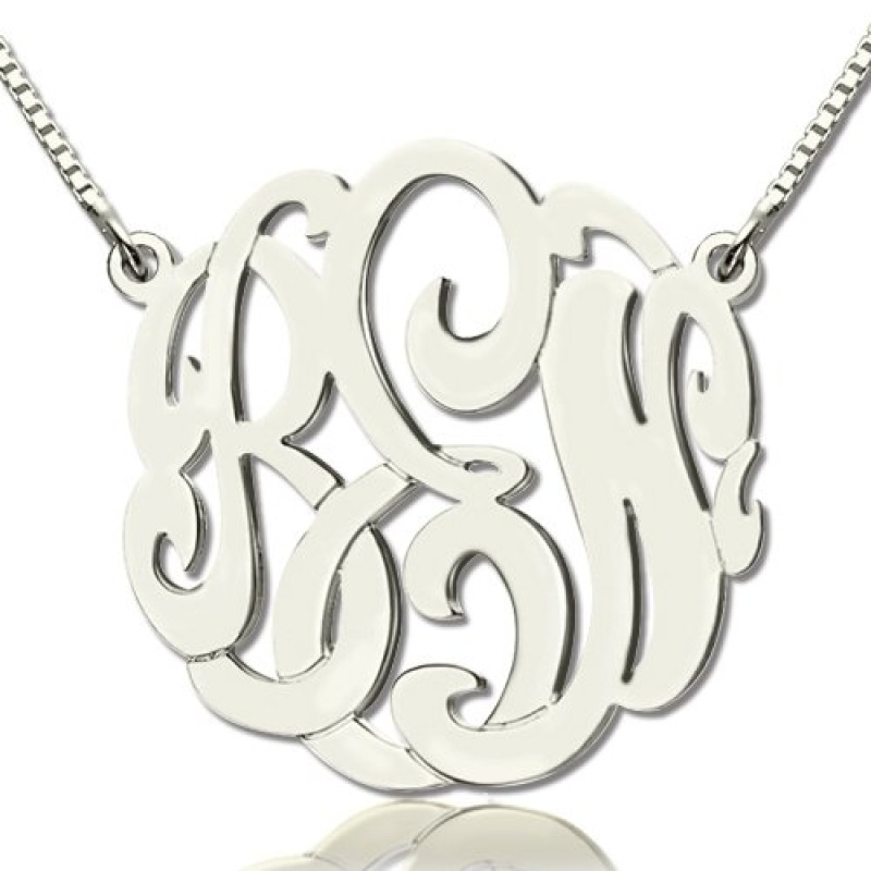 Hand-painted custom large monogram necklace with scripted initials