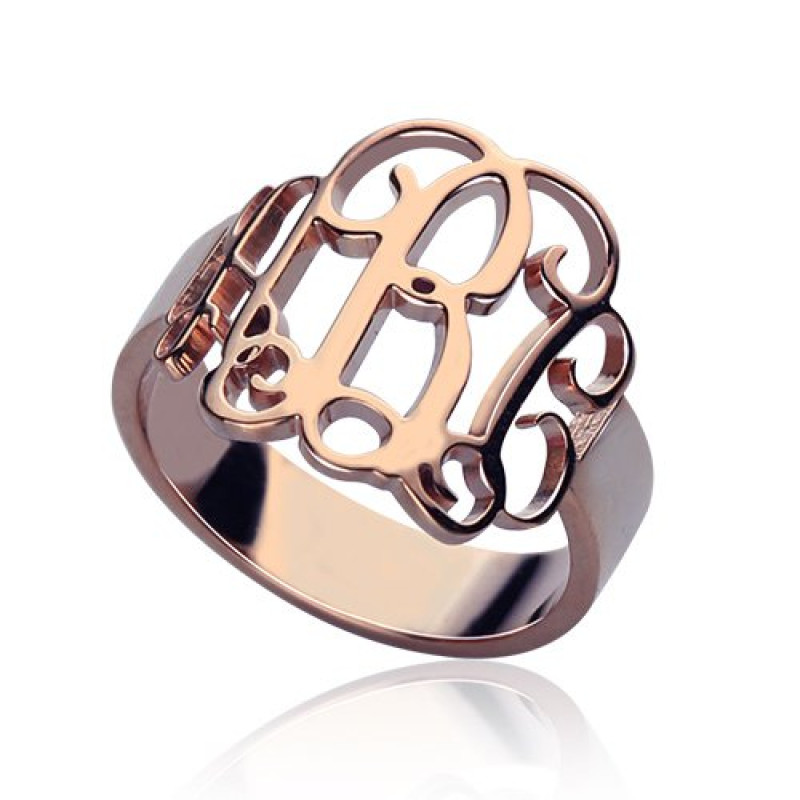 Personalised three-initial cut-out monogram ring