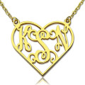 Cut-out heart monogram necklace with personalised initials
