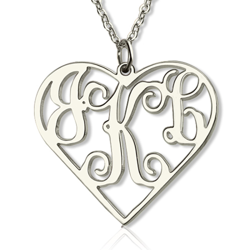 Personalised heart initial monogram necklace
