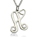 Silver Initial Monogram Heart Necklace Silver initial monogram heart necklace