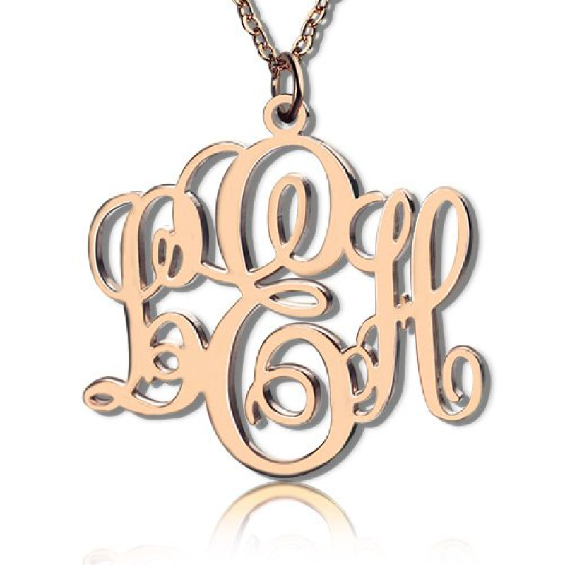 Personalised Vine Font Initial Monogram Necklace Personalised vine font initial monogram necklace with an open frameless pendant