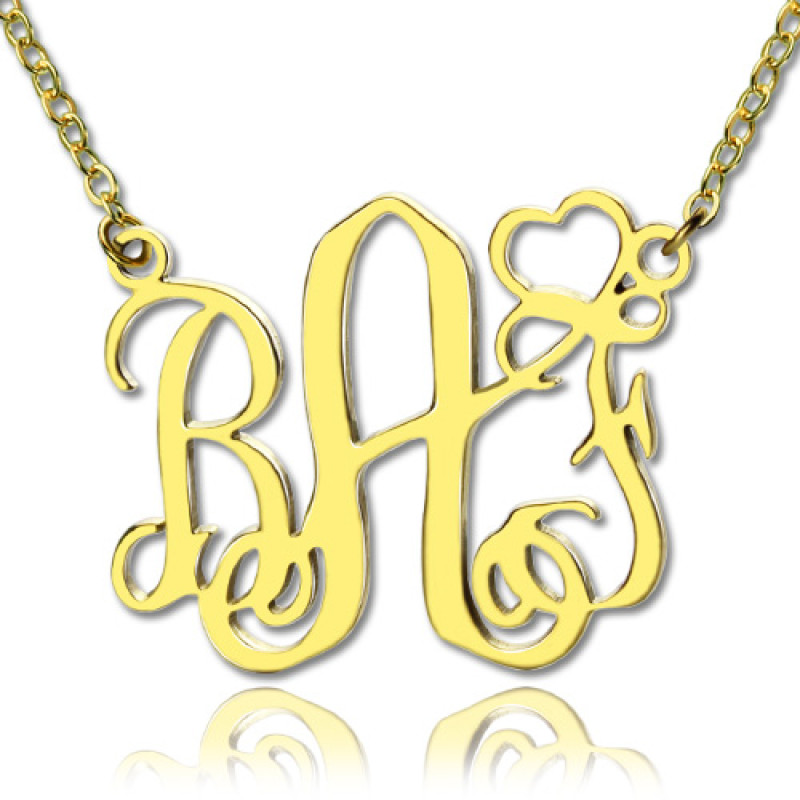 Personalised initial monogram necklace with heart Love charm