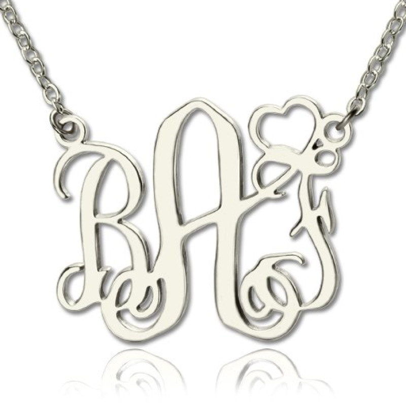 Personalised Initial Monogram Heart Necklace Personalised initial monogram necklace with Love charm
