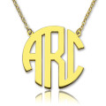 18ct solid gold Block monogram pendant necklace