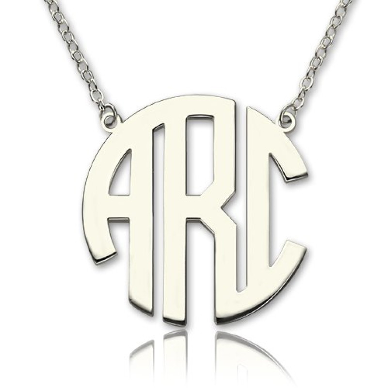 Sterling Silver Block Monogram Pendant Necklace Sterling silver block monogram pendant necklace