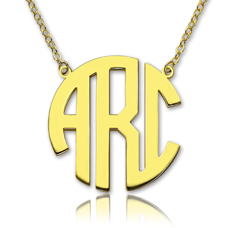 18ct gold plated block monogram pendant necklace